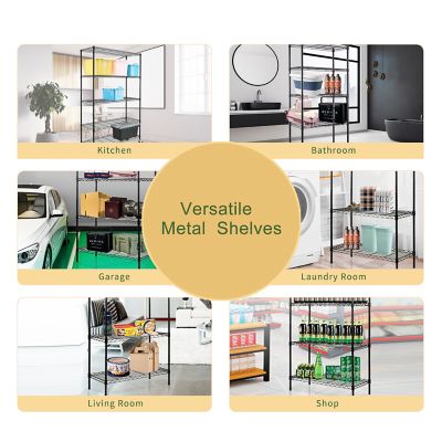 Image showing  5-Tier 48 in. x 72 in. x 18 in. Heavy-Duty Metal Wire Storage Shelving Unit with Casters NSF Certified, Black