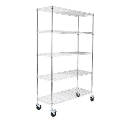 EFINE 5-Tier 48 in. x 72 in. x 18 in. Chrome Heavy-Duty Metal Wire Storage Shelving Unit, Casters, NSF Certified
