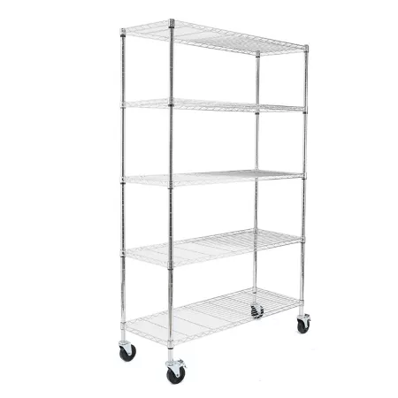 EFINE Heavy Duty 5-Tier Chrome Wire Storage Shelf with NSF Certified Casters (48" W x 72" H x 18" D) Freestanding Shelving Units