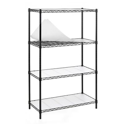 EFINE Black 4-Tier Carbon Steel Wire Garage Storage Shelving Unit NSF Certified (30 in. W x 47 in. H x 14 in. D)