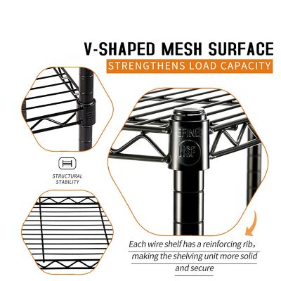 Image showing  4-Tier 30 in. x 47 in. x 14 in. Black Carbon Steel Wire Garage Storage Shelving Unit, NSF Certified