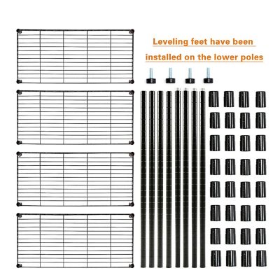 Image showing 5 th EFINE 4-Tier 30 in. x 47 in. x 14 in. Black Carbon Steel Wire Garage Storage Shelving Unit, NSF Certified