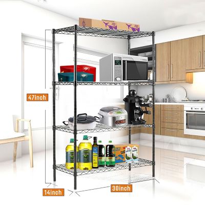 Image showing 6 th EFINE 4-Tier 30 in. x 47 in. x 14 in. Black Carbon Steel Wire Garage Storage Shelving Unit, NSF Certified