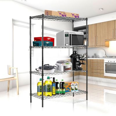 Image showing 7 th EFINE 4-Tier 30 in. x 47 in. x 14 in. Black Carbon Steel Wire Garage Storage Shelving Unit, NSF Certified