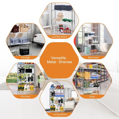 Image showing  4-Tier 30 in. x 47 in. x 14 in. Chrome Carbon Steel Wire Garage Storage Shelving Unit, NSF Certified