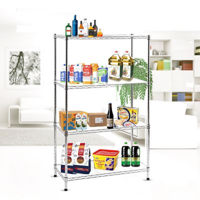 Image showing 6 th EFINE 4-Tier 30 in. x 47 in. x 14 in. Chrome Carbon Steel Wire Garage Storage Shelving Unit, NSF Certified