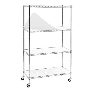 EFINE Chrome 4-Tier Rolling Carbon Steel Wire Garage Storage Shelving Unit with Casters (30 in. W x 50 in. H x 14 in. D)