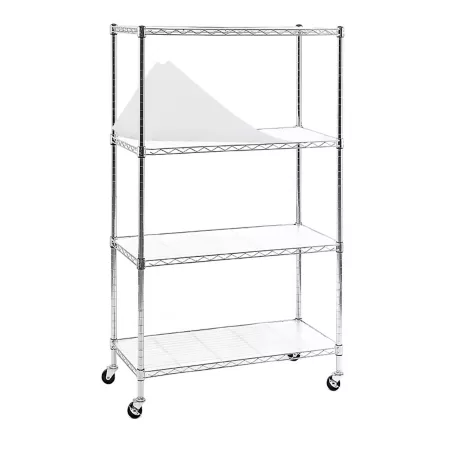 EFINE Chrome 4 Tier Carbon Steel Wire Garage Storage Rack with Casters (30" W x 50" H x 14" D) Freestanding Shelving Units