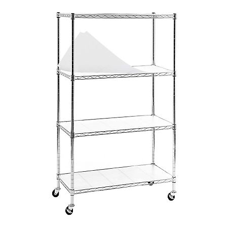 EFINE Chrome 4-Tier Rolling Carbon Steel Wire Garage Storage Shelving Unit with Casters (30 in. W x 50 in. H x 14 in. D)