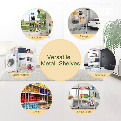 Image showing  Chrome 4-Tier Rolling Carbon Steel Wire Garage Storage Shelving Unit with Casters (30 in. W x 50 in. H x 14 in. D)