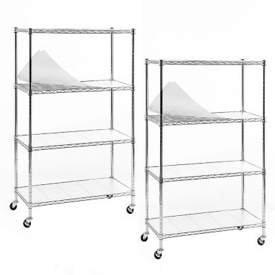 EFINE Chrome 4-Tier Rolling Carbon Steel Wire Garage Storage Shelving Unit Casters (2 pk.) (30 in. W x 50 in. H x 14 in. D)