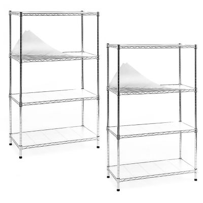 EFINE Chrome 4-Tier Carbon Steel Wire Garage Storage Shelving Unit NSF Certified (2 pk.) (30 in. W x 47 in. H x 14 in. D)