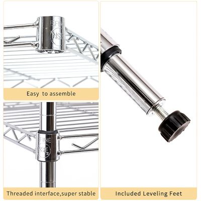 Image showing  4-Tier 30 in. x 47 in. x 14 in. Carbon Steel Wire Garage Storage Shelving Unit, NSF Certified, Chrome, 2-Pack