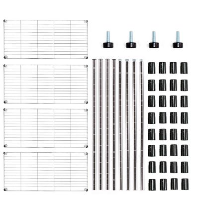 Image showing  4-Tier 30 in. x 47 in. x 14 in. Carbon Steel Wire Garage Storage Shelving Unit, NSF Certified, Chrome, 2-Pack