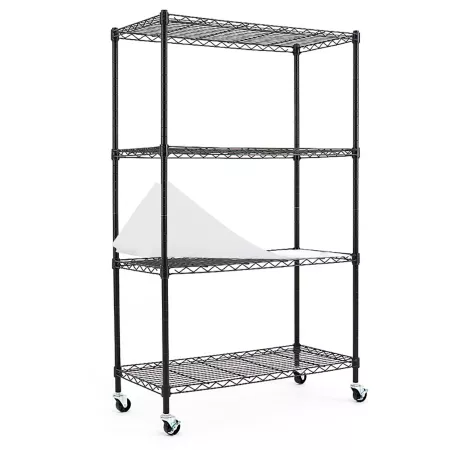 EFINE Black 4-Tier Carbon Steel Wire Garage Storage Rack with Casters (30" W x 50" H x 14" D) Freestanding Shelving Units