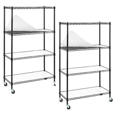 EFINE Black 4-Tier Rolling Carbon Steel Wire Garage Storage Shelving Unit Casters (2 pk.) (30 in. W x 50 in. H x 14 in. D)