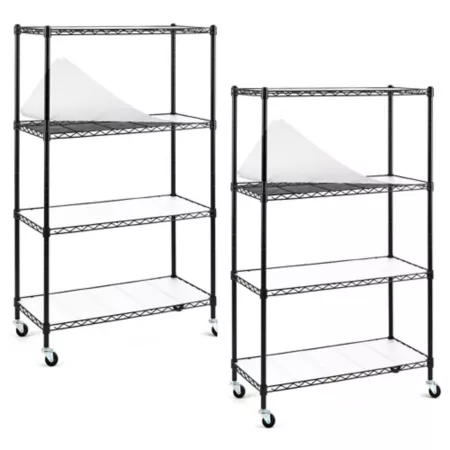 EFINE Black Casters for 4-Tier Carbon Steel Wire Garage Storage Shelf (2 pk.) (30" W x 50" H x 14" D) Freestanding Shelving Units