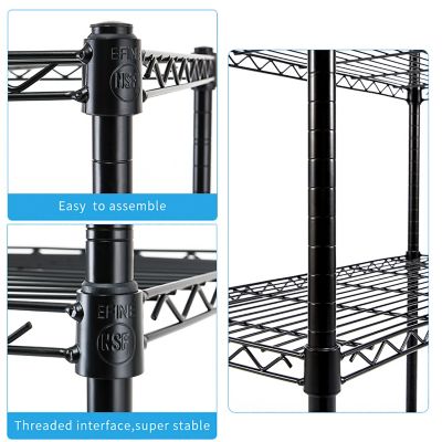 Image showing  Black 4-Tier Rolling Carbon Steel Wire Garage Storage Shelving Unit Casters (2 pk.) (30 in. W x 50 in. H x 14 in. D)
