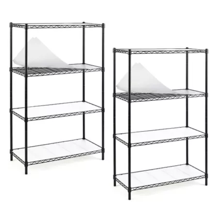 EFINE NSF Certified 4-Tier Black Carbon Steel Wire Garage Storage Rack (2 pk.) (30 in W x 47 in H x 14 in D) Freestanding Shelving Units