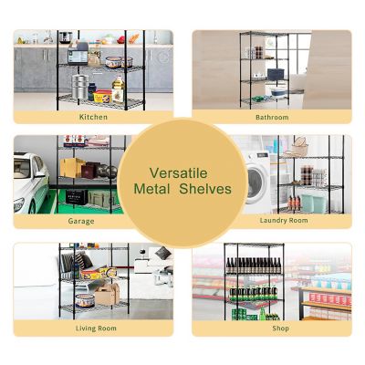 Image showing  30 in. x 47 in. x 14 in. 4-Tier Carbon Steel Wire Garage Storage Shelving Unit NSF Certified, Black, 2-Pack