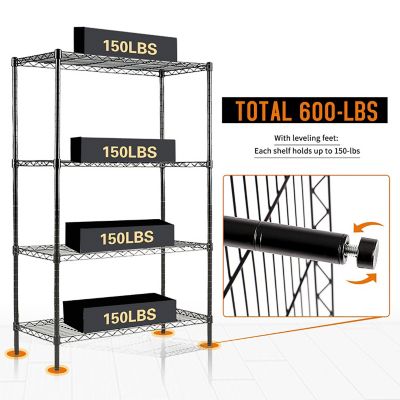 Image showing  30 in. x 47 in. x 14 in. 4-Tier Carbon Steel Wire Garage Storage Shelving Unit NSF Certified, Black, 2-Pack