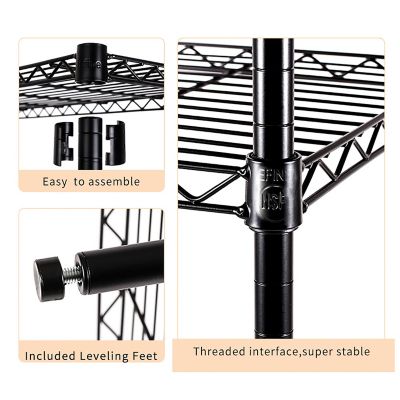Image showing  5-Tier 30 in. x 60 in. x 14 in. Black Carbon Steel Wire Garage Storage Shelving Unit, NSF Certified