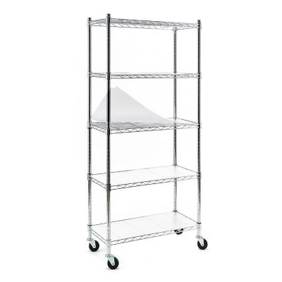 EFINE Chrome 5-Tier Rolling Carbon Steel Wire Garage Storage Shelving Unit with Casters (30 in. W x 63 in. H x 14 in. D)