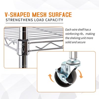Image showing  Chrome 5-Tier Rolling Carbon Steel Wire Garage Storage Shelving Unit with Casters (30 in. W x 63 in. H x 14 in. D)