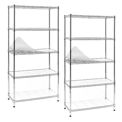 EFINE Chrome 5-Tier Carbon Steel Wire Garage Storage Shelving Unit NSF Certified (2 pk.) (30 in. W x 60 in. H x 14 in. D)