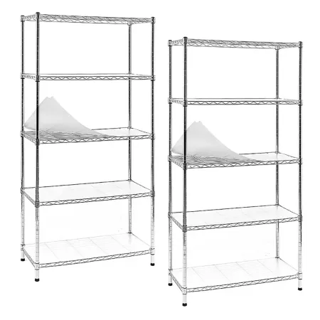 EFINE NSF Certified Carbon Steel Wire 5-Tier Chrome Garage Storage Shelf (2 pk.) (30 in W x 60 in H x 14 in D) Freestanding Shelving Units