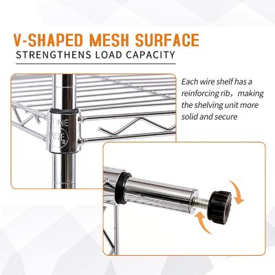 Image showing  30 in. x 60 in. x 14 in. 5-Tier Carbon Steel Wire Garage Storage Shelving Unit NSF Certified, Chrome, 2-Pack