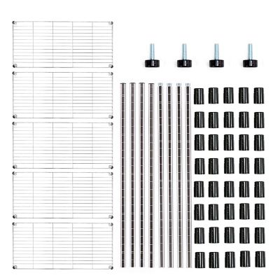 Image showing  30 in. x 60 in. x 14 in. 5-Tier Carbon Steel Wire Garage Storage Shelving Unit NSF Certified, Chrome, 2-Pack