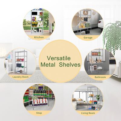 Image showing  30 in. x 60 in. x 14 in. 5-Tier Carbon Steel Wire Garage Storage Shelving Unit NSF Certified, Chrome, 2-Pack