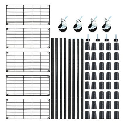 Image showing  5-Tier 30 in. x 63 in. x 14 in. Rolling Carbon Steel Wire Garage Storage Shelving Unit with Casters, Black