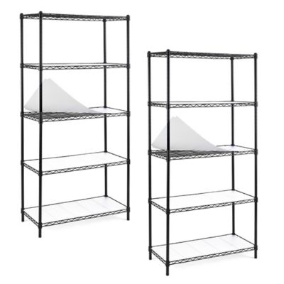 EFINE Black 5-Tier Carbon Steel Wire Garage Storage Shelving Unit NSF Certified (2 pk.) (30 in. W x 60 in. H x 14 in. D)