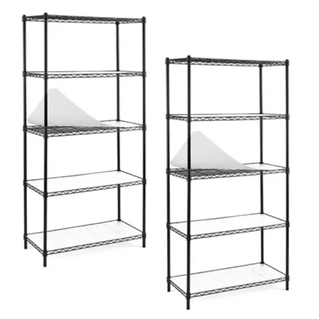 EFINE NSF Certified 5-Tier Black Carbon Steel Wire Garage Storage Rack (2 pk.) (30 in W x 60 in H x 14 in D) Freestanding Shelving Units