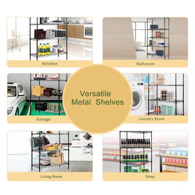 Image showing  Black 5-Tier Carbon Steel Wire Garage Storage Shelving Unit NSF Certified (2 pk.) (30 in. W x 60 in. H x 14 in. D)