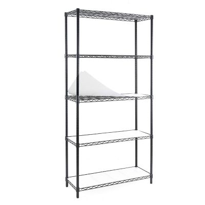 EFINE Black 5-Tier Heavy Duty Metal Wire Garage Storage Shelving Unit 1 in. Pole (36 in. W x 72 in. H x 14 in. D)