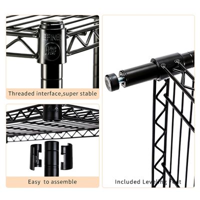 Image showing  5-Tier 36 in. x 72 in. x 14 in. Heavy-Duty Metal Wire Garage Storage Shelving Unit, Black, 1 in. Pole