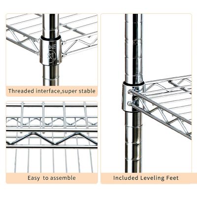 Image showing  5-Tier 36 in. x 72 in. x 14 in. Heavy-Duty Metal Wire Garage Storage Shelving NSF Certified, Chrome, 1 in. Pole