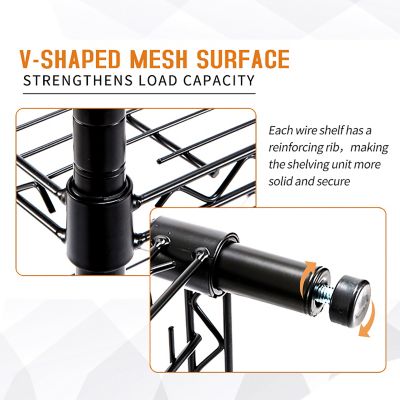 Image showing  Black 4-Tier Rolling Heavy Duty Metal Wire Storage Shelving Unit Casters 1 in. Pole (36 in. W x 57.7 in. H x 14 in. D)