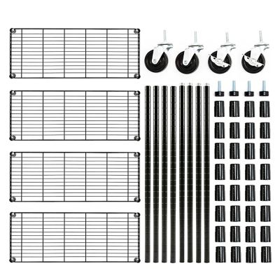 Image showing 5 th EFINE Black 4-Tier Rolling Heavy Duty Metal Wire Storage Shelving Unit Casters 1 in. Pole (36 in. W x 57.7 in. H x 14 in. D)