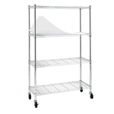 EFINE Chrome 4-Tier Rolling Heavy Duty Metal Wire Storage Shelving Unit Caster 1 in. Pole (36 in. W x 57.7 in. H x 14 in. D)