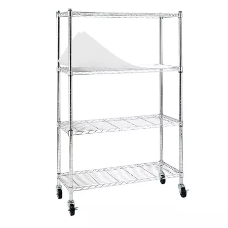 EFINE 4-Tier Heavy-Duty Wire Chrome Storage Shelf with Casters 1" Post (36" W x 57.7" H x 14" D) Freestanding Shelving Units