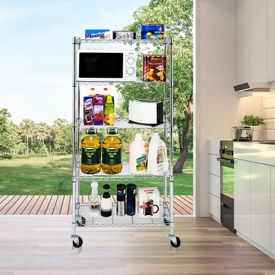 Image showing 7 th EFINE Chrome 5-Tier Rolling Heavy Duty Metal Wire Storage Shelving Unit Caster 1 in. Pole (30 in. W x 63.7 in. H x 14 in. D)