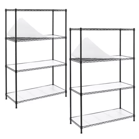 EFINE NSF Certified 4-Tier Black Carbon Steel Wire Garage Storage Rack (2 pk.) (35.5 in W x 54 in H x 15.8 in D) Freestanding Shelving Units