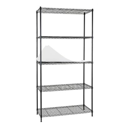 EFINE Black 5-Tier Carbon Steel Wire Garage Storage Shelving Unit, NSF Certified (35.5 in. W x 71 in. H x 15.8 in. D)