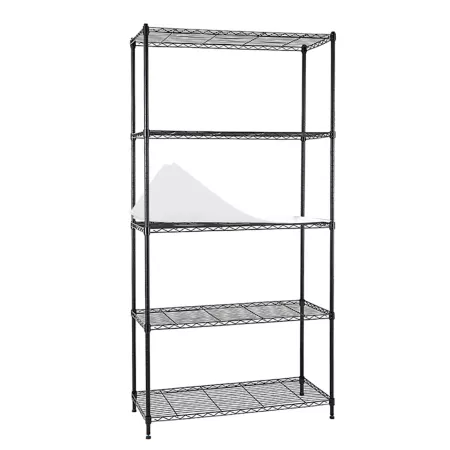 EFINE 5-Tier Black Carbon Steel Wire Garage Storage Rack NSF Certified (35.5" W x 71" H x 15.8" D) Freestanding Shelving Units