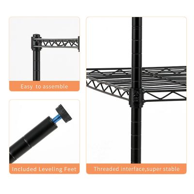 Image showing  3-Tier 36 in. x 36 in. x 16 in. Black Carbon Steel Wire Garage Storage Shelving Unit, NSF Certified