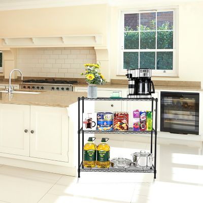 Image showing 6 th EFINE 3-Tier 36 in. x 36 in. x 16 in. Black Carbon Steel Wire Garage Storage Shelving Unit, NSF Certified